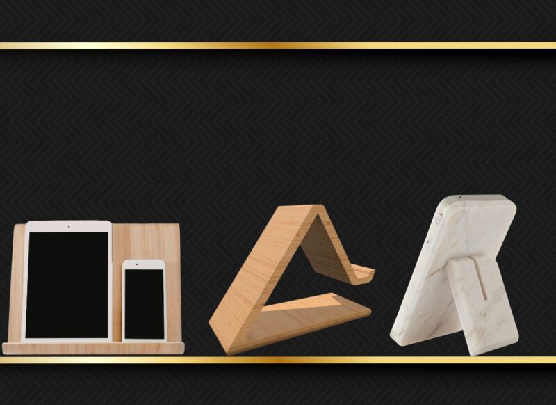 prikaz 3 stalka za telefon na crnoj pozadini